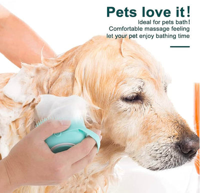 Pet Bath Massage Brush Puppy Dog Cat Grooming Cleaning Soft (Blue)