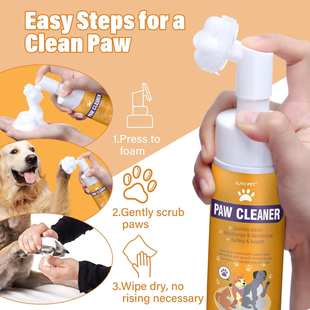 Paw Cleaner for Dogs and Cats,Magic Foam - Clean Paws No-Rinse Foaming Cleanser-Dry Shampoo, Foot Cleaner Brush - with Rose Extract, Odor Control Wash - Good for Puppy