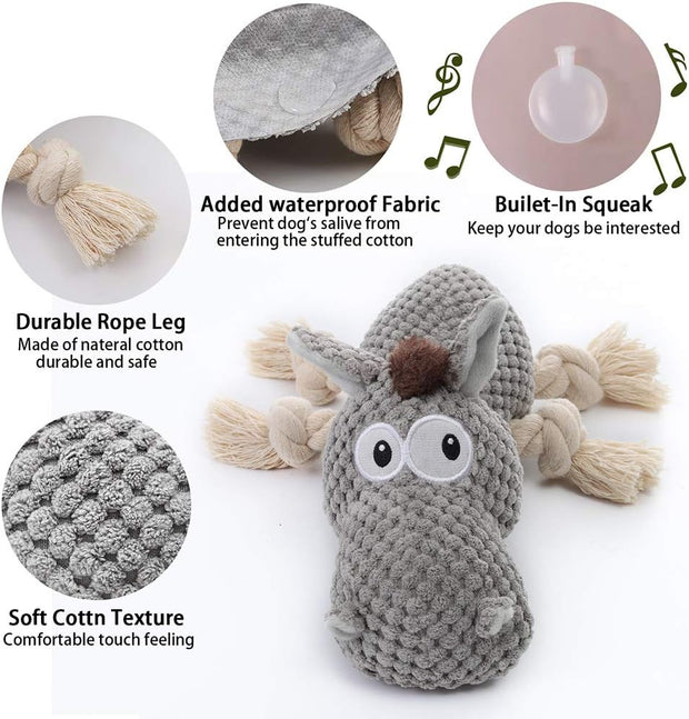 Sedioso Dog Toy, Large Dog Squeaky Toys, Stuffed Animal Dog Plush Toy for Puppy, Small, Middle, Large Dogs (Donkey(Grey))