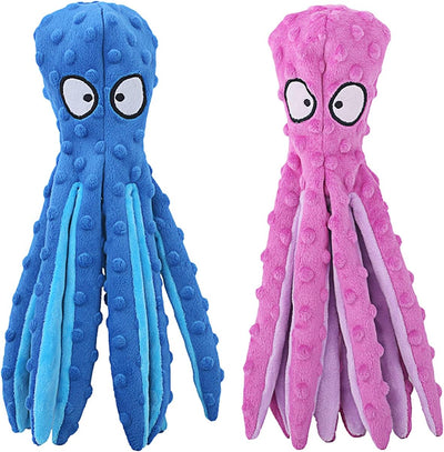 HGB Squeaky Dog Toys, Octopus No Stuffing Crinkle Plush Dog Toys to Keep Them Busy, Interactive Dog Chew Toys for Puppy Teething, Large Dog Toys for Large Medium Small Breeds, Pet Toys, 2 Pack