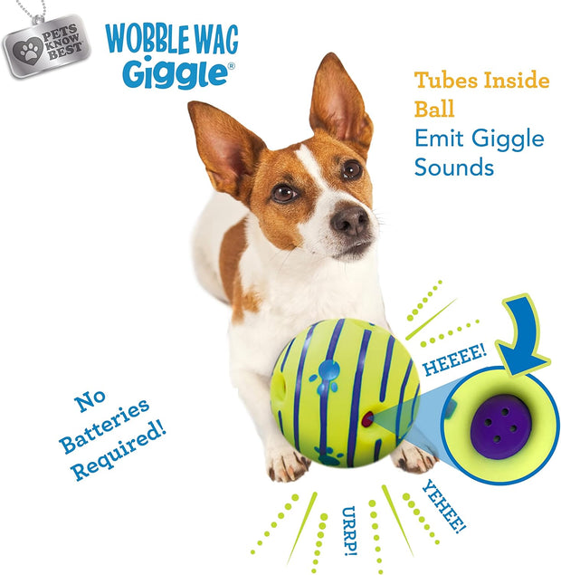 Wobble Wag Giggle Ball, Interactive Dog Toy, Fun Giggle Sounds When Rolled or Shaken, Pets Know Best, As Seen On TV