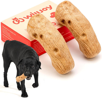 Willjoy 2-Pack Tough Dog Toys for Aggressive Chewers, Pine Wood and Nylon Dog Chew Toys, Dog Toys for Large Dogs, Bacon Indestructible Dog Toy, Large Dog Toys to Keep Them Busy, Durable Dog Toys